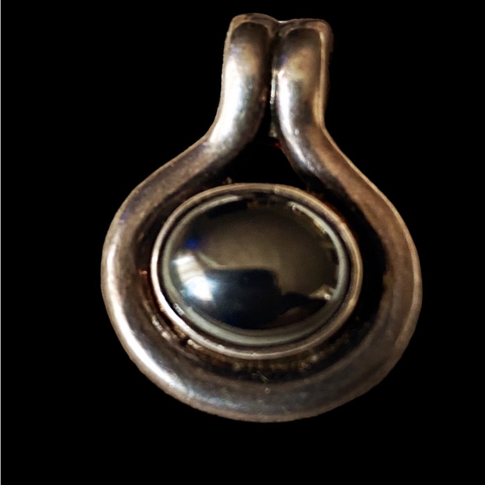 Modernist Hematite Pendant and 925 box chain